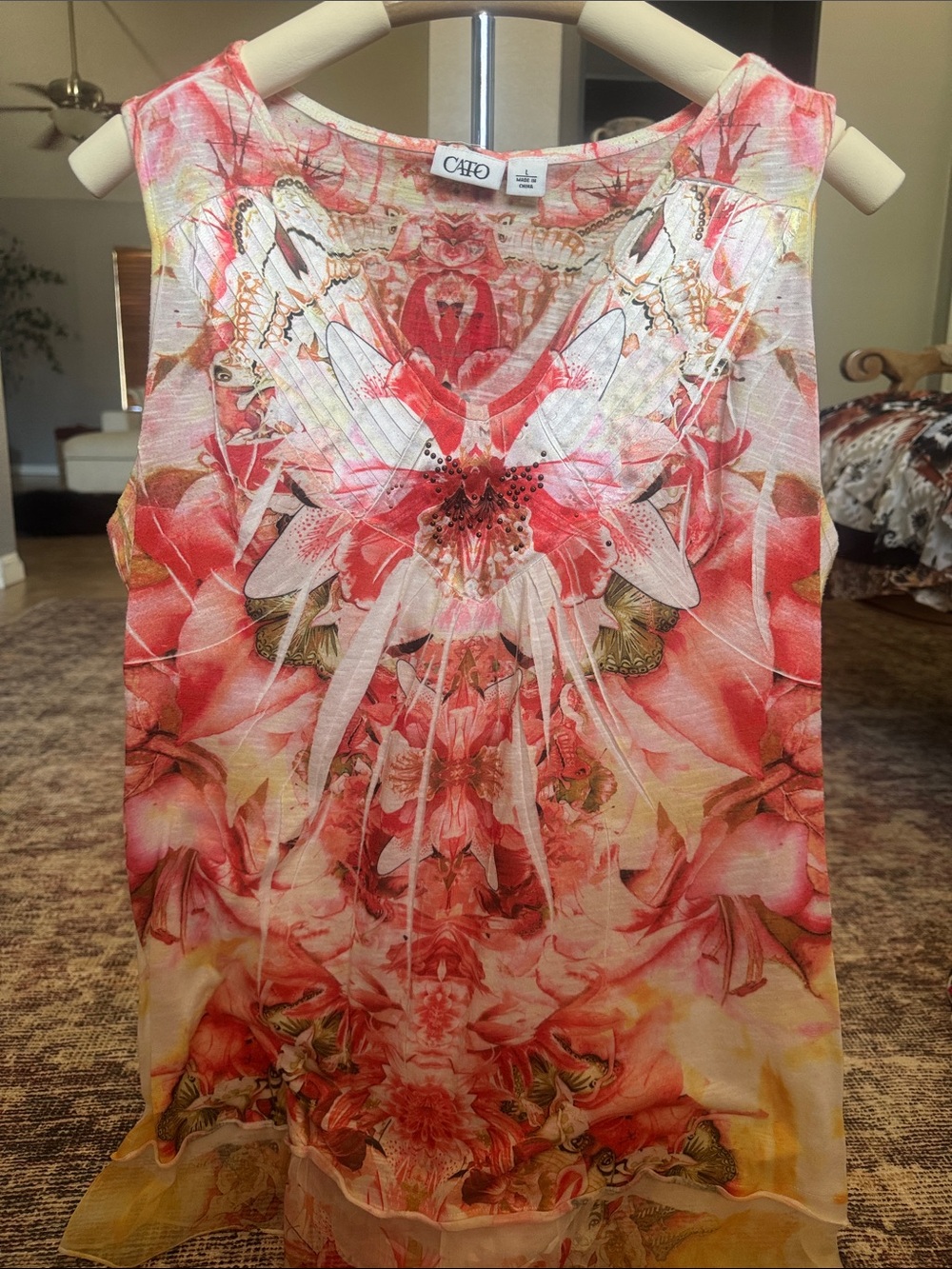 Cato Pink Coral Floral Sleeveless Camisole